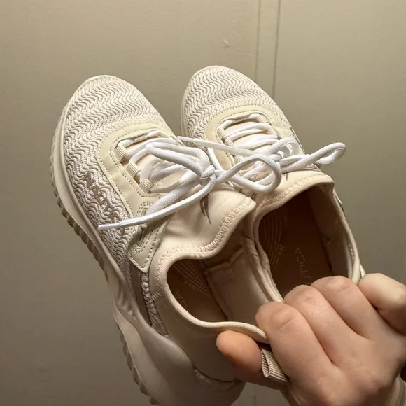 Women's Cream Knit Lace-Up Sneaker - Picture 2 of 2